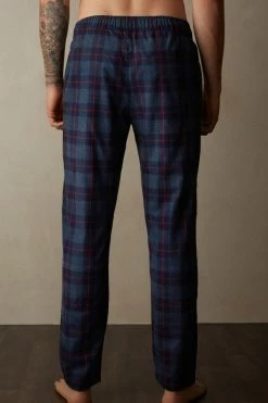 Top 10 😀 Intimissimi Men Full Length Pants In Denim And Red Check Patterned Brushed Cloth Denim Blue Heather/red Check Print ⌛