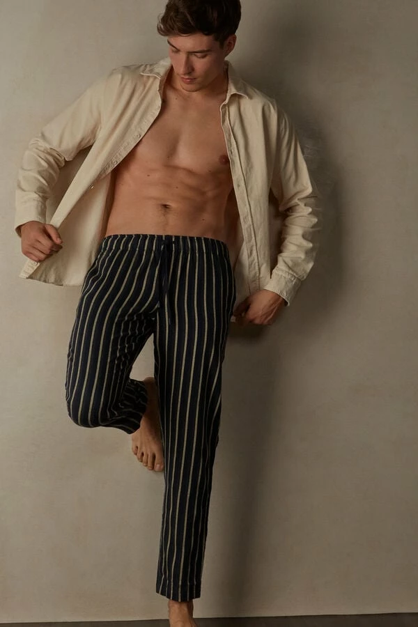 Cheapest ๐ Intimissimi Men Full Length Pants In Stripe Patterned Brushed Cloth Midnight Blue/dark Grey Heather Stripe ๐ 6 Cheapest ๐ Intimissimi Men Full Length Pants In Stripe Patterned Brushed Cloth Midnight Blue/dark Grey Heather Stripe ๐ - Image 4