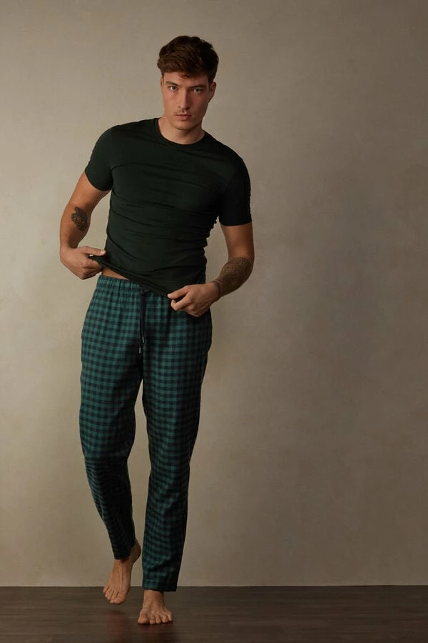 Hot Sale ๐ฅ Intimissimi Men Full Length Pants In Brushed Cloth Midnight Blue/green Square Print ๐ฅฐ 6 Hot Sale ๐ฅ Intimissimi Men Full Length Pants In Brushed Cloth Midnight Blue/green Square Print ๐ฅฐ - Image 4