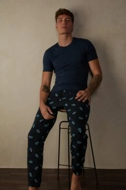 Hot Sale 🌟 Intimissimi Men Full Length Gin Print Pants In Cotton Midnight Blue Gin Print ✔️ -Deals Pajamas Store PUL401098J M