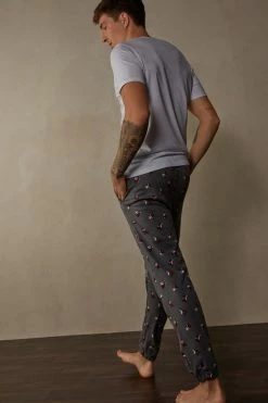 Brand new 😍 Intimissimi Men Cotton Interlock Grumpy Full Length Pants Graphite Grey Heather Grumpy Print 🛒 -Deals Pajamas Store PUL402099J M