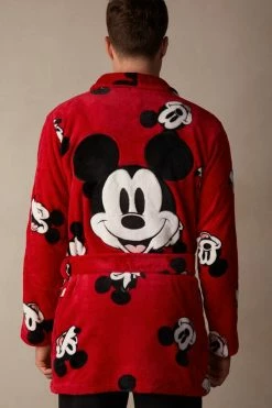 New 🔔 Intimissimi Men ©Disney Mickey Mouse Robe Red 🥰