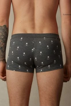 Cheap ✔️ Intimissimi Men Panda Boxers In Stretch Supima® Cotton Graphite Grey Heather Panda Print ❤️
