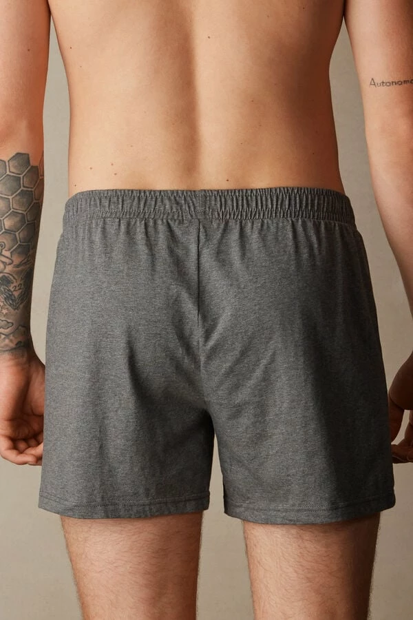 Coupon ⭐ Intimissimi Men Solid Color Cotton Jersey Relaxed Fit Boxers Heathered Graphite Grey ⌛ 5 Coupon ⭐ Intimissimi Men Solid Color Cotton Jersey Relaxed Fit Boxers Heathered Graphite Grey ⌛ - Image 3