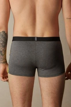 Flash Sale 🎉 Intimissimi Men Stretch Supima® Cotton Scrooge McDuck Money Boxers Heathered Graphite Grey ⭐ -Deals Pajamas Store SBU4095227 BI