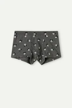 New ⭐ Intimissimi Men ©Disney All Over Mickey Faces Boxers In Stretch Supima® Cotton Graphite Grey Heather Mickey Faces Print 🥰