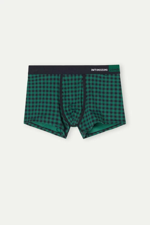 Discount 😀 Intimissimi Men Gingham Boxers In Stretch Supima® Cotton Midnight Blue/green Gingham Print 😀 3 Discount 😀 Intimissimi Men Gingham Boxers In Stretch Supima® Cotton Midnight Blue/green Gingham Print 😀