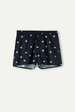 Cheapest ⌛ Intimissimi Men ©Disney All Over Mickey Faces Boxers In Cotton Cloth Midnight Blue Mickey Faces Print ⭐