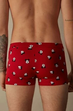 Best Sale 🛒 Intimissimi Men ©Disney Mickey Faces Boxers In Stretch Supima® Cotton Rosso Int.st.mickey Faces 🛒