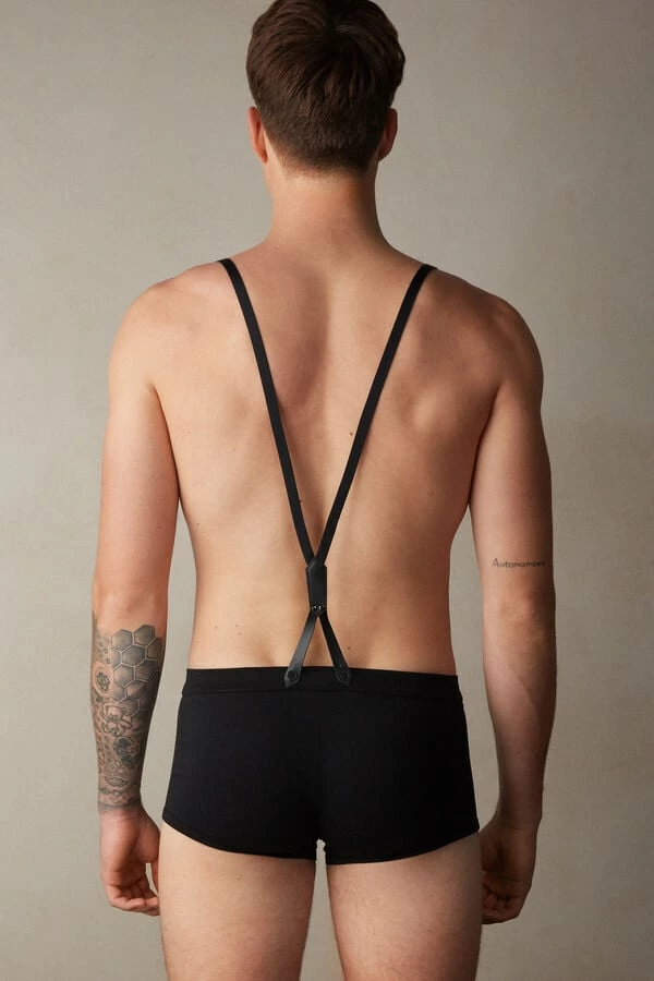 Cheap 🥰 Intimissimi Men Boxers With Suspenders In Stretch Supima® Cotton Black 🥰 3 Cheap 🥰 Intimissimi Men Boxers With Suspenders In Stretch Supima® Cotton Black 🥰