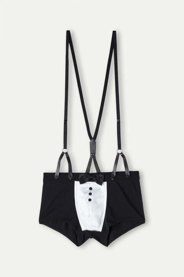 Cheap 🥰 Intimissimi Men Boxers With Suspenders In Stretch Supima® Cotton Black 🥰 4 Cheap 🥰 Intimissimi Men Boxers With Suspenders In Stretch Supima® Cotton Black 🥰 - Image 2