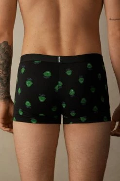 Deals 🎁 Intimissimi Men Hulk Boxers In Stretch Supima® Cotton Black Hulk Print 🥰 -Deals Pajamas Store SBU988052J BI