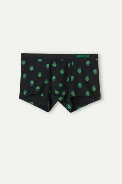 Deals 🎁 Intimissimi Men Hulk Boxers In Stretch Supima® Cotton Black Hulk Print 🥰
