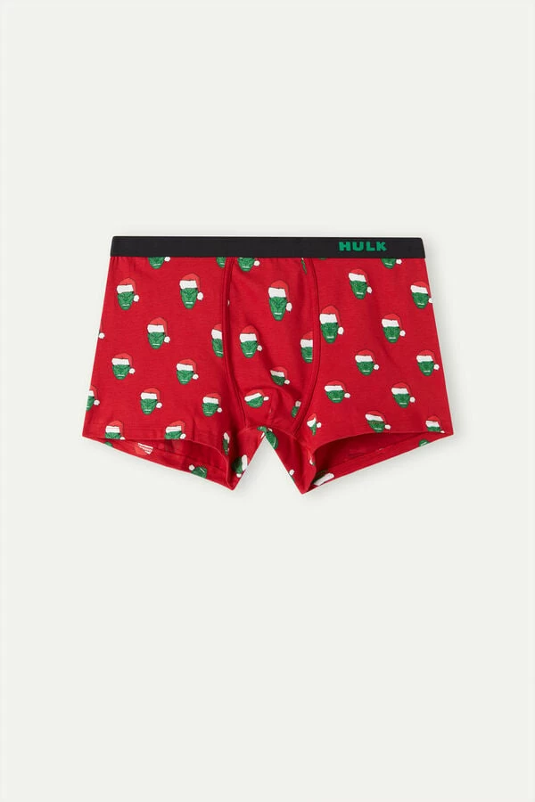 New 💯 Intimissimi Men Marvel Hulk 🎄 Christmas Boxers In Stretch Supima® Cotton Rosso St.hulk Natale 😀 4 New 💯 Intimissimi Men Marvel Hulk 🎄 Christmas Boxers In Stretch Supima® Cotton Rosso St.hulk Natale 😀 - Image 2