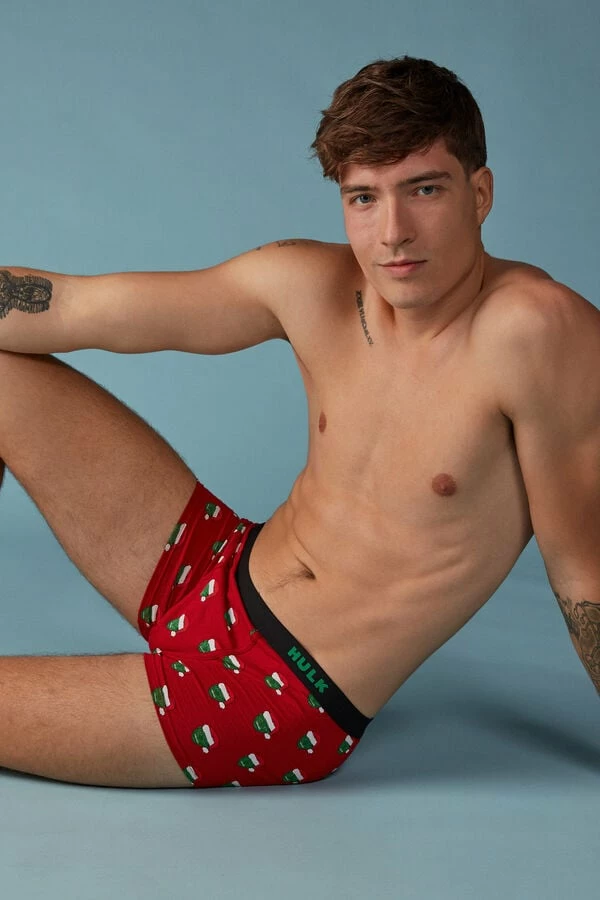 New 💯 Intimissimi Men Marvel Hulk 🎄 Christmas Boxers In Stretch Supima® Cotton Rosso St.hulk Natale 😀 6 New 💯 Intimissimi Men Marvel Hulk 🎄 Christmas Boxers In Stretch Supima® Cotton Rosso St.hulk Natale 😀 - Image 4