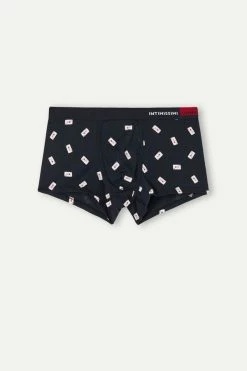 Cheapest 🧨 Intimissimi Men King Of Hearts Boxers In Stretch Supima® Cotton Midnight Blue King Of Hearts Print 😉