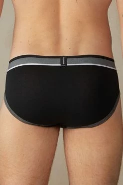 Flash Sale 👏 Intimissimi Men Two-Tone Stretch Supima® Cotton Briefs Midnight Blue/graphite Grey Blend 👏