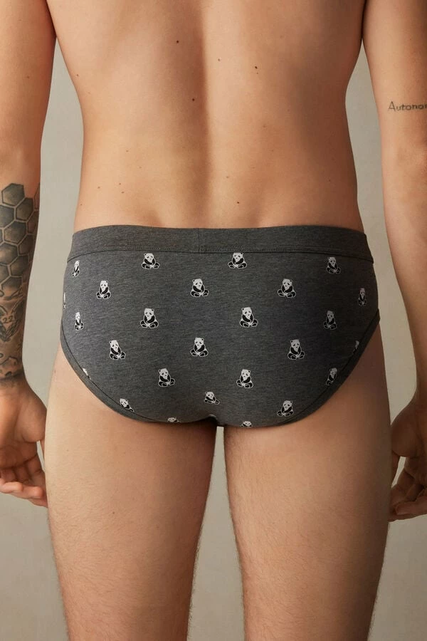 Cheap ⌛ Intimissimi Men Panda Briefs In Stretch Supima® Cotton Graphite Grey Heather Panda Print 🎁 3 Cheap ⌛ Intimissimi Men Panda Briefs In Stretch Supima® Cotton Graphite Grey Heather Panda Print 🎁