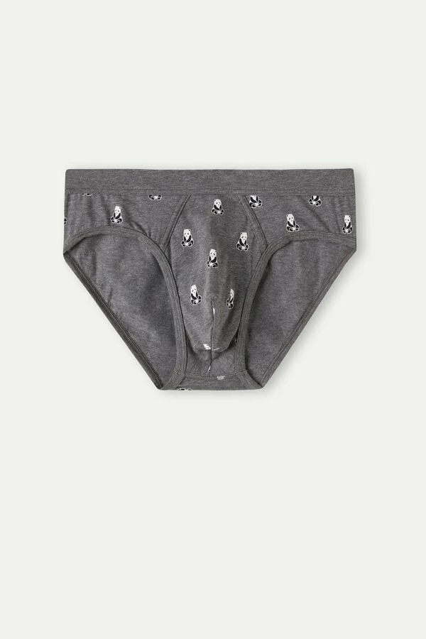 Cheap ⌛ Intimissimi Men Panda Briefs In Stretch Supima® Cotton Graphite Grey Heather Panda Print 🎁 4 Cheap ⌛ Intimissimi Men Panda Briefs In Stretch Supima® Cotton Graphite Grey Heather Panda Print 🎁 - Image 2