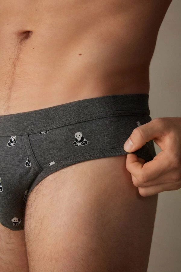 Cheap ⌛ Intimissimi Men Panda Briefs In Stretch Supima® Cotton Graphite Grey Heather Panda Print 🎁 6 Cheap ⌛ Intimissimi Men Panda Briefs In Stretch Supima® Cotton Graphite Grey Heather Panda Print 🎁 - Image 4