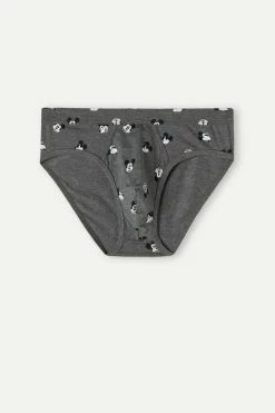 Flash Sale 🔥 Intimissimi Men ©Disney All Over Mickey Faces Briefs In Stretch Supima® Cotton Graphite Grey Heather Mickey Faces Print 🤩