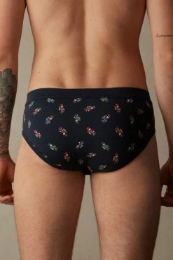 Flash Sale 🎁 Intimissimi Men Nutcracker Briefs In Stretch Supima® Cotton Midnight Blue Nutcrackers Print 😉
