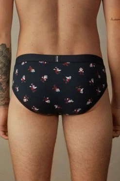 Discount 🎉 Intimissimi Men Grumpy Briefs In Stretch Supima® Cotton Midnight Blue Grumpy Print ⌛ -Deals Pajamas Store SIU421135J BI