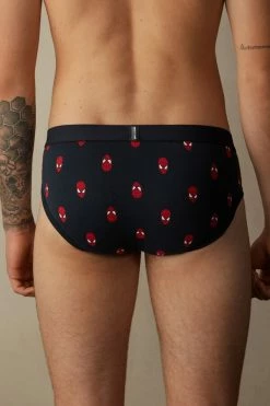 Top 10 🧨 Intimissimi Men Spider-Man Briefs In Stretch Supima® Cotton Midnight Blue Spider-man Mask Print 🤩 -Deals Pajamas Store SIU987051J BI