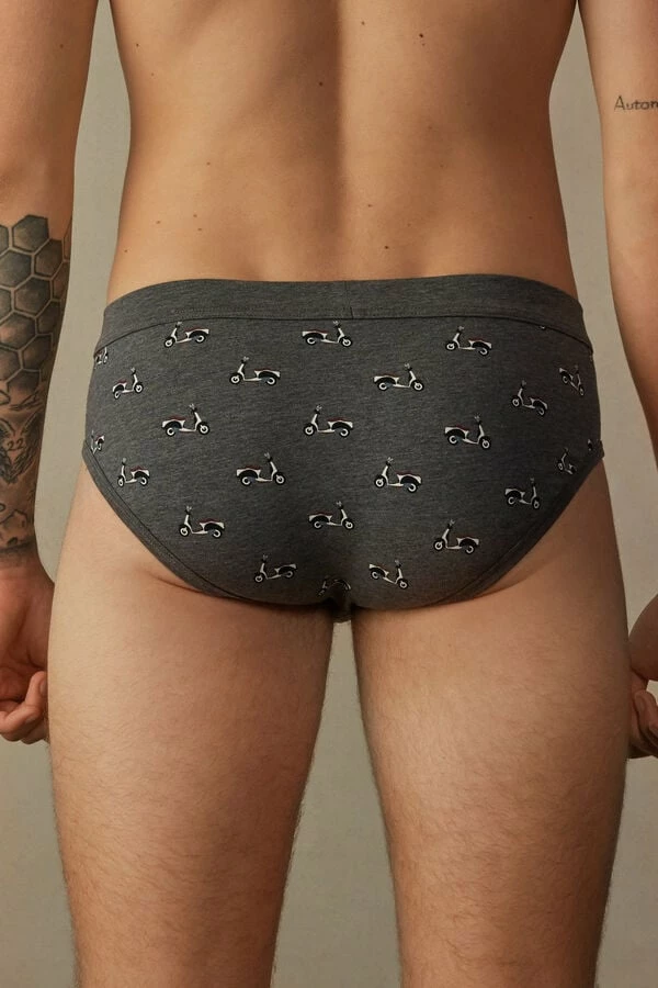 Outlet ⭐ Intimissimi Men Scooter Briefs In Stretch Supima® Cotton Grafite Mel. St.scooter 😉 5 Outlet ⭐ Intimissimi Men Scooter Briefs In Stretch Supima® Cotton Grafite Mel. St.scooter 😉 - Image 3