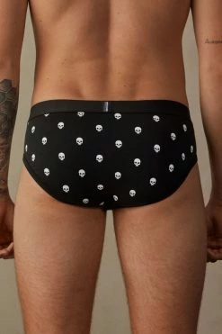 Promo 😉 Intimissimi Men Skull Briefs In Stretch Supima® Cotton Black Skull Print 🌟 7 Promo 😉 Intimissimi Men Skull Briefs In Stretch Supima® Cotton Black Skull Print 🌟 -Deals Pajamas Store SIU997058J BI